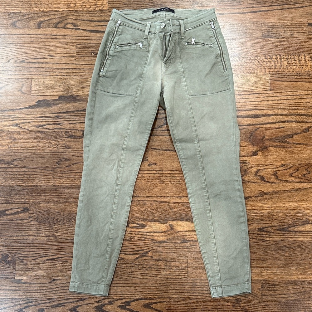 J Brand Low Rise Genesis Distress Trooper Jeans - Olive Gray